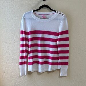 Lilly Pulitzer Pink and White Striped Sweater Size Medium